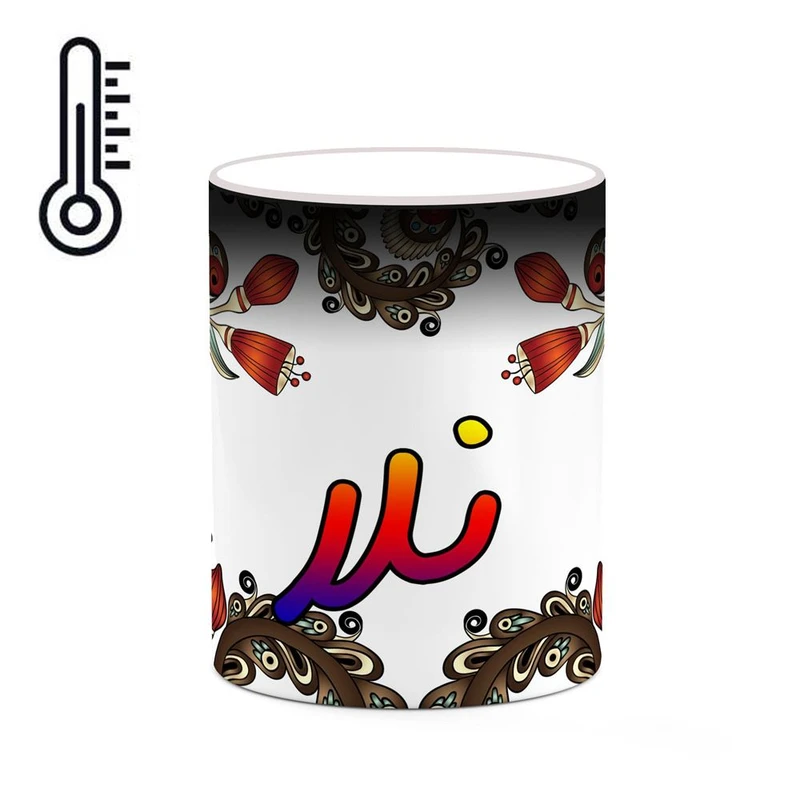 ماگ حرارتی کاکتی مدل اسم نلا طرح سنتی گل و بته کد mgh48064