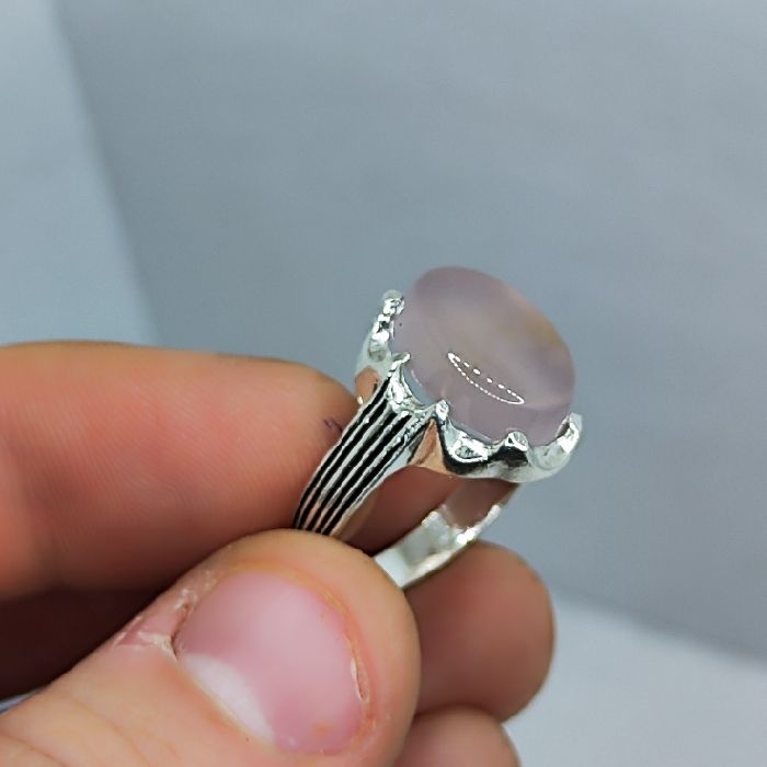 انگشتر نقره مردانه مدل سنگ عقیق رضوی رکاب دست ساز کد 4700 -  - 2