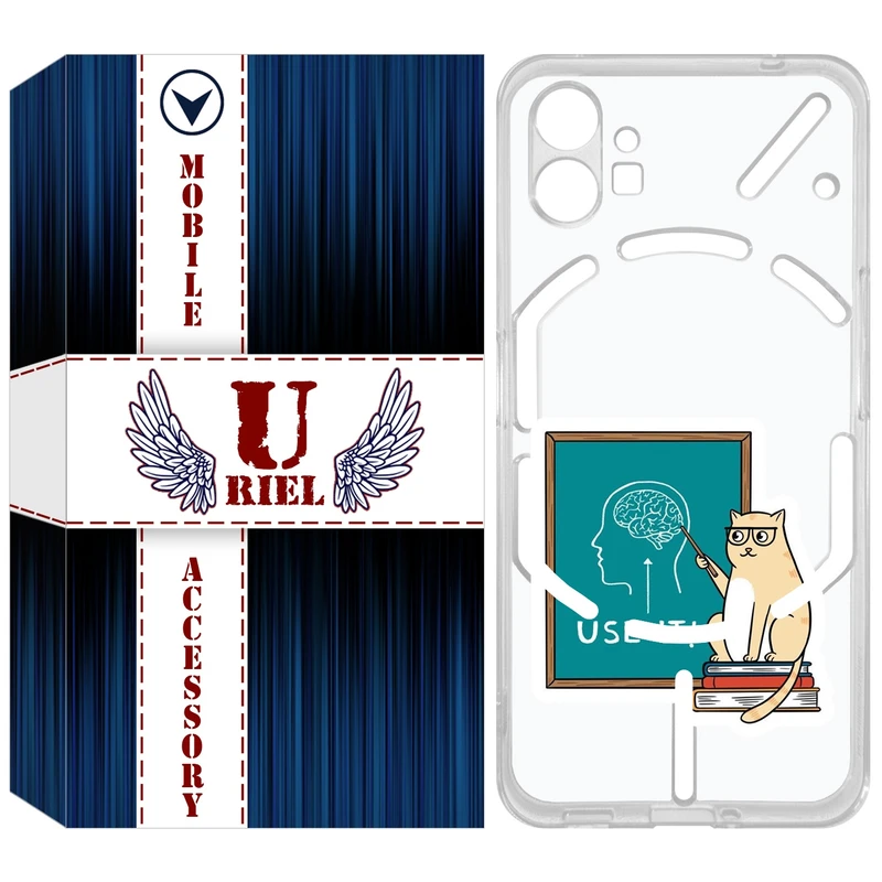 کاور یوریل مدل Clear کد 95 طرح گربه عاقل مناسب برای گوشی موبایل ناتینگ فون Nothing Phone 1