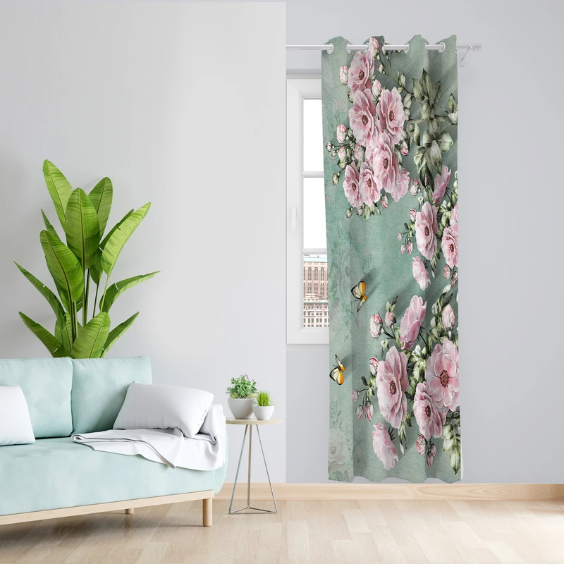 پرده طرح گل مدل مخمل پانچی کد 4720 z سایز 140x200 سانتی متر