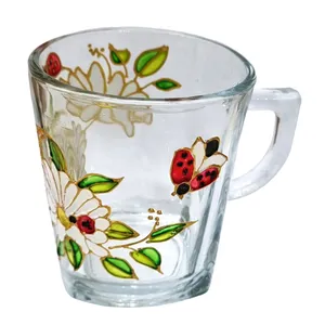 لیوان شیشه ای طرح بابونه کد 02