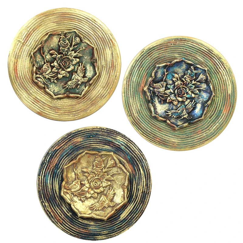 بشقاب دیوارکوب سفالی مدل باغ پرنده کد 25 مجموعه 3 عددی