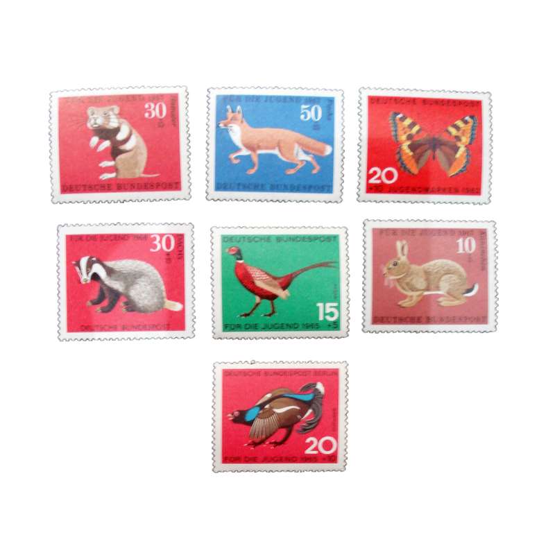 تمبر یادگاری مدل حیوانات کد DS1823 مجموعه 7 عددی 