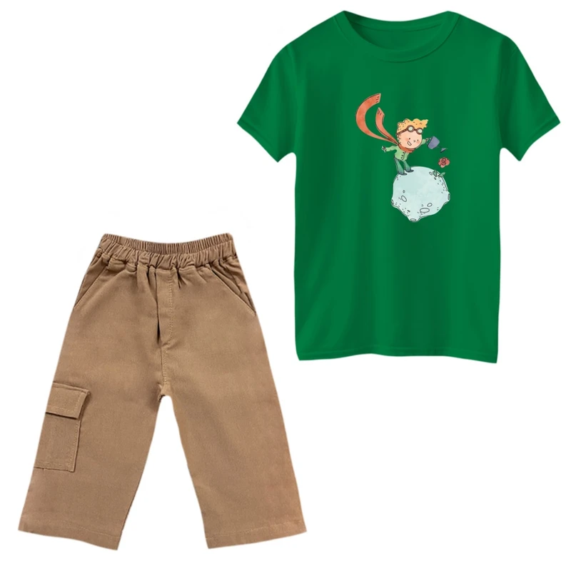 ست تی‌شرت و شلوارک پسرانه مدل شازده کوچولو و گل