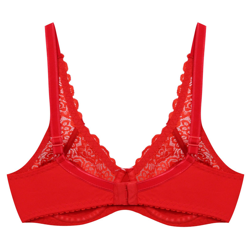 سوتین زنانه پانیذ مدل گیپوری فنردار کد 66364-new رنگ قرمز