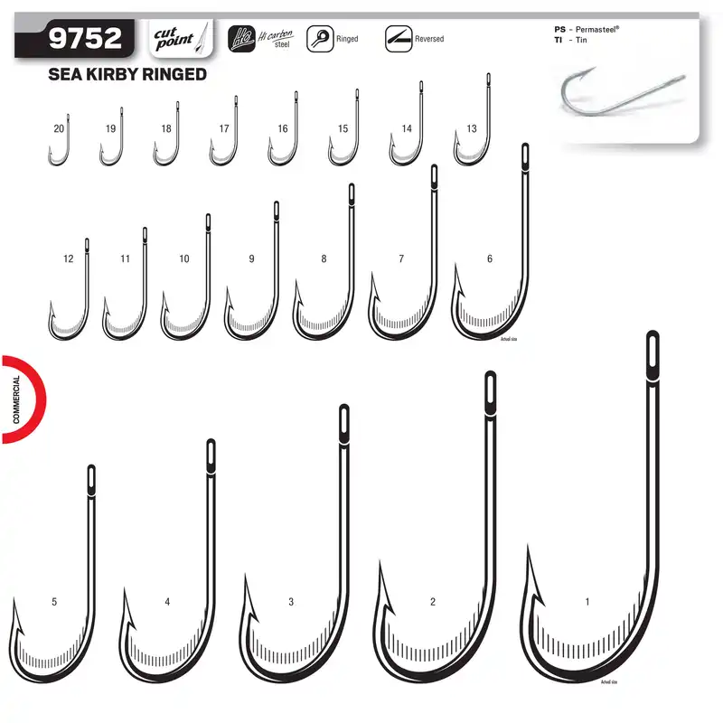 قلاب ماهیگیری وی ام سی کد 9752 سایز TI 18 بسته 10 عددی