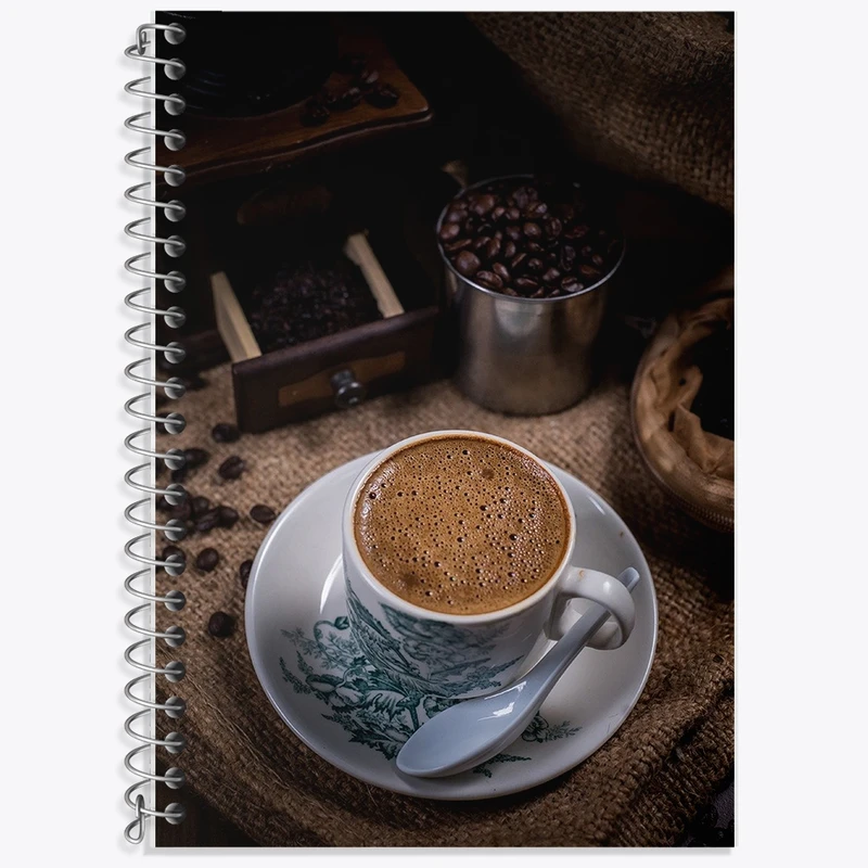 دفتر زبان 50 برگ خندالو مدل دو خط طرح قهوه Coffee کد F66