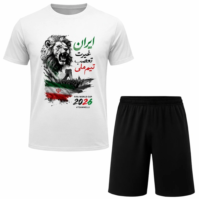 ست تی‌شرت آستین کوتاه و شلوارک راحتی مردانه مدل A126 طرح تیم ملی