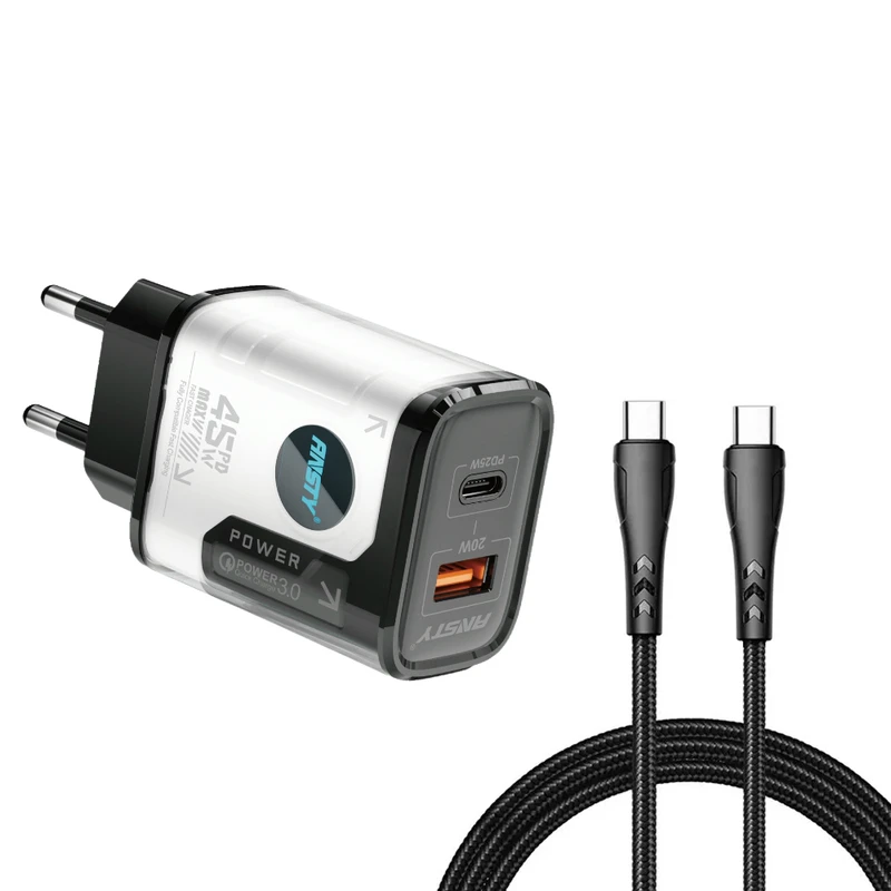 شارژر دیواری 20 وات انستی مدل PD45 به همراه کابل تبدیل USB-C