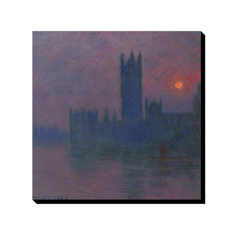 تابلو ترمه طراحان ایده طرح خانه های پارلمان، غروب آفتاب از مونه کد art0237