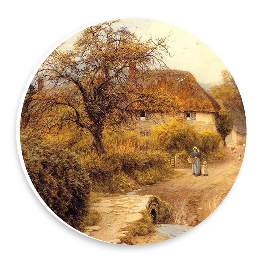  دیوارکوب طرح نقاشی مادر و کودک و خانه روستایی مدل wtb1068