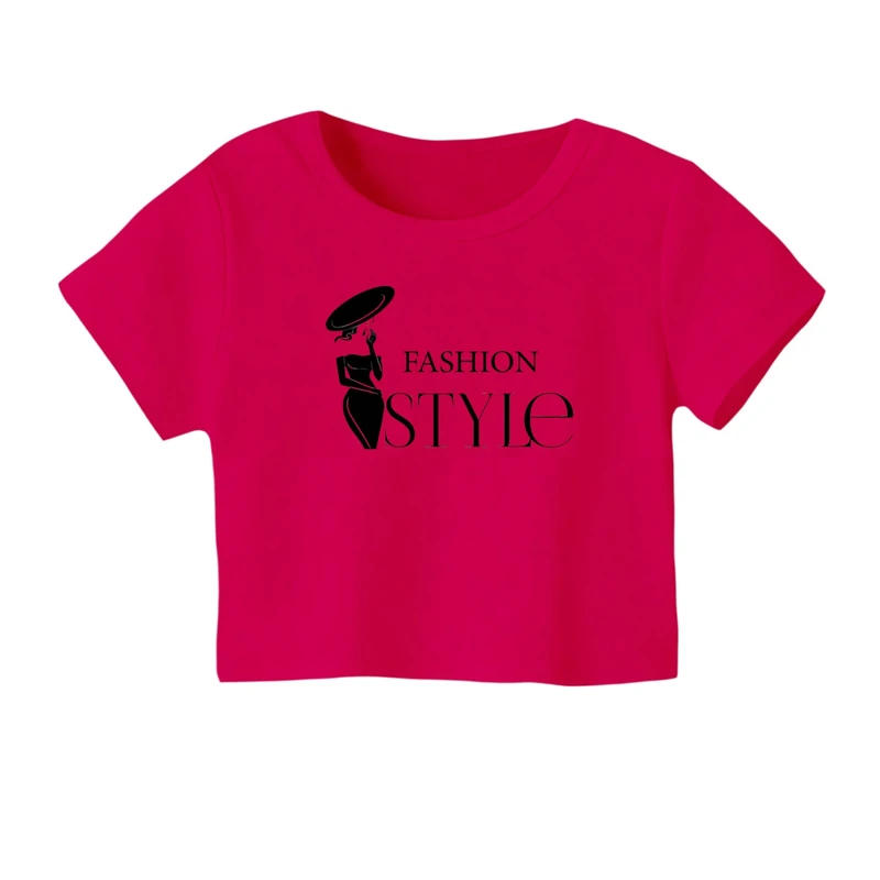 کراپ‌ تی‌شرت آستین کوتاه زنانه مدل فشن استایل