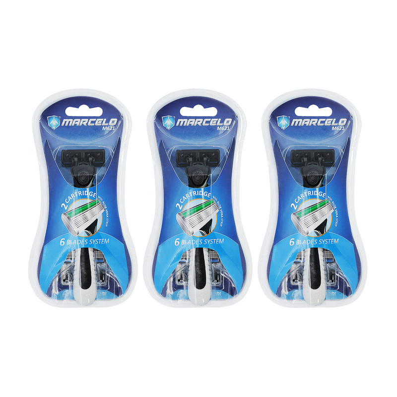 خود تراش و تیغ یدک مارسلو مدل M621 مجموعه 3 عددی
