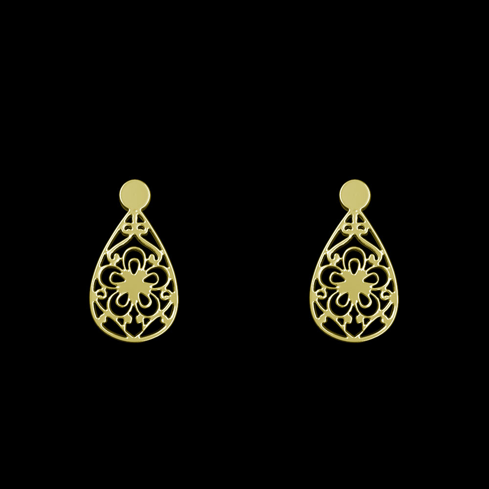 گوشواره طلا 18 عیار زنانه مدوپد مدل هندسی کد GA1-14747