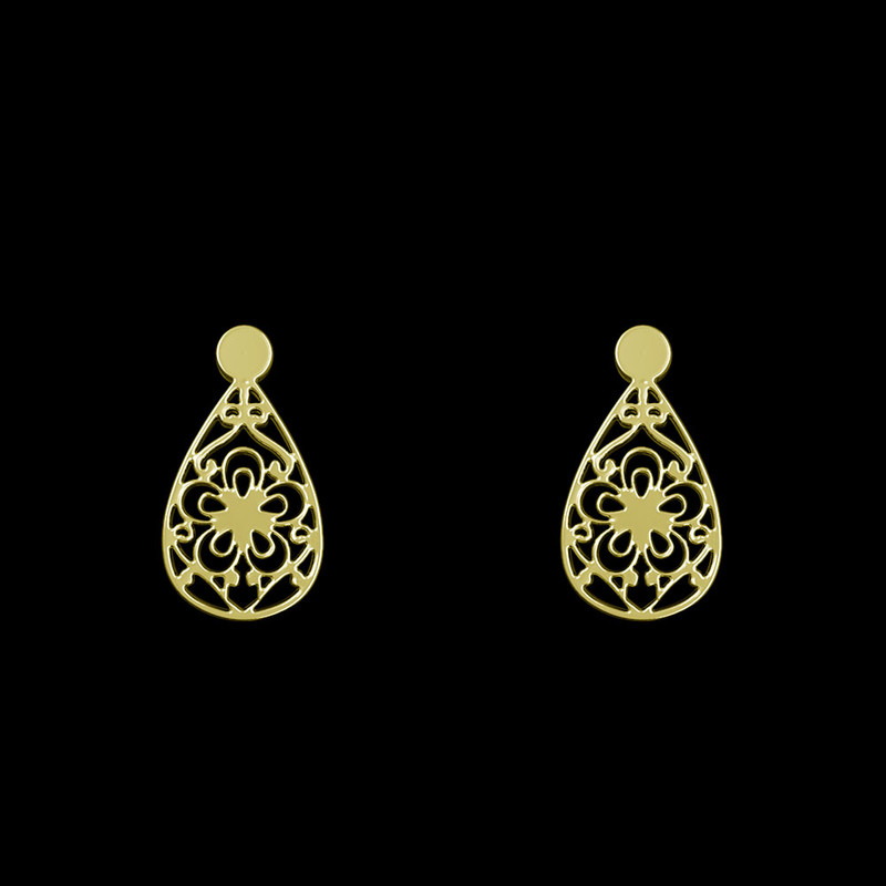 گوشواره طلا 18 عیار زنانه مدوپد مدل هندسی کد GA1-14747