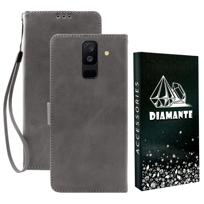 کیف کلاسوری دیامانته مدل Gry Bk مناسب برای گوشی موبایل سامسونگ Galaxy J6 Plus