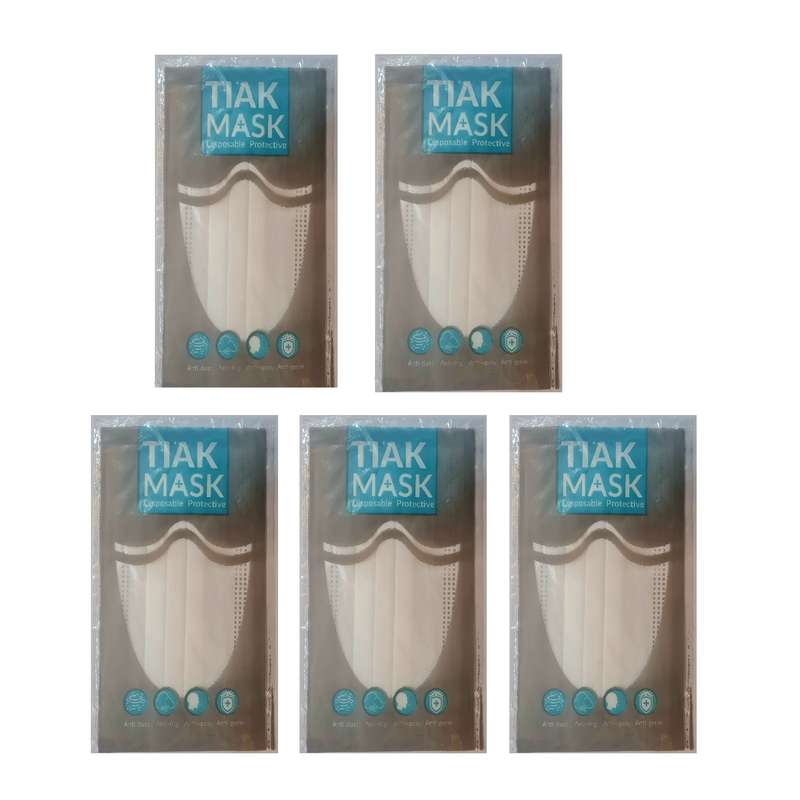 ماسک تنفسی تیاک  مدل سه لایه بسته 5 عددی