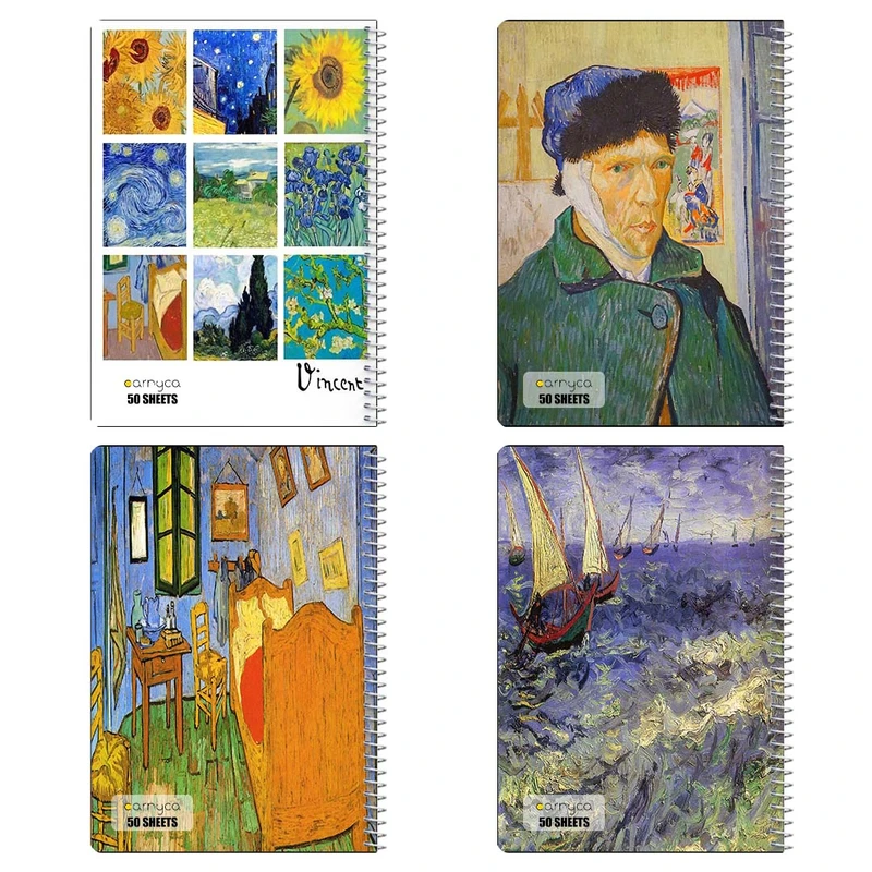 دفتر نقاشي 50 برگ کارنيکا طرح نقاشی‌های ون‌گوگ Van Gogh Paintings کد 93202 مجموعه 4 عددی