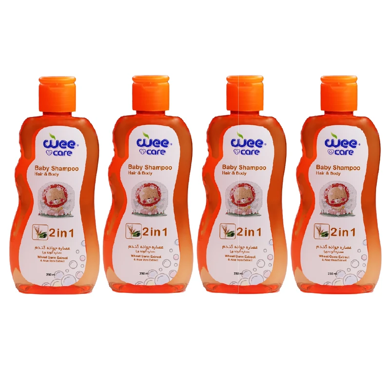 شامپو سر و بدن کودک وی کر مدل عصاره آلوئه ورا و عصاره جوانه گندم حجم 230 میلی لیتر بسته 4 عددی