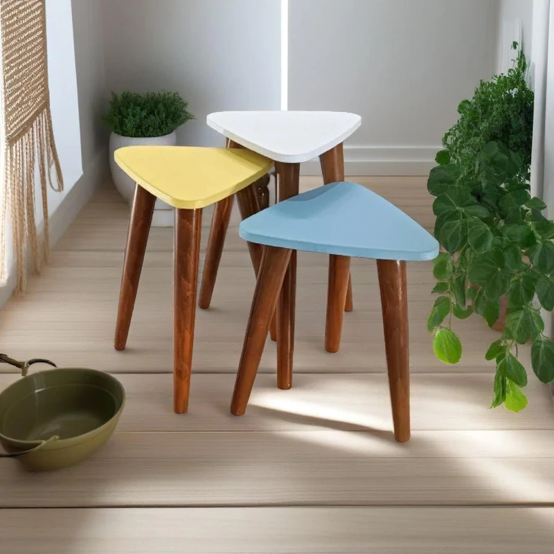 میز عسلی مثلث مدل لیون 324 کد 86 مجموعه سه عددی