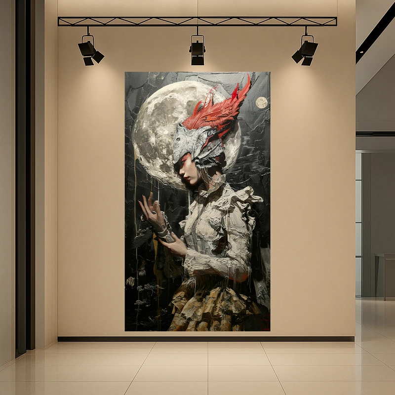 تابلو بوم طرح بانوی شوالیه مدل ماه کامل کد AR3060413