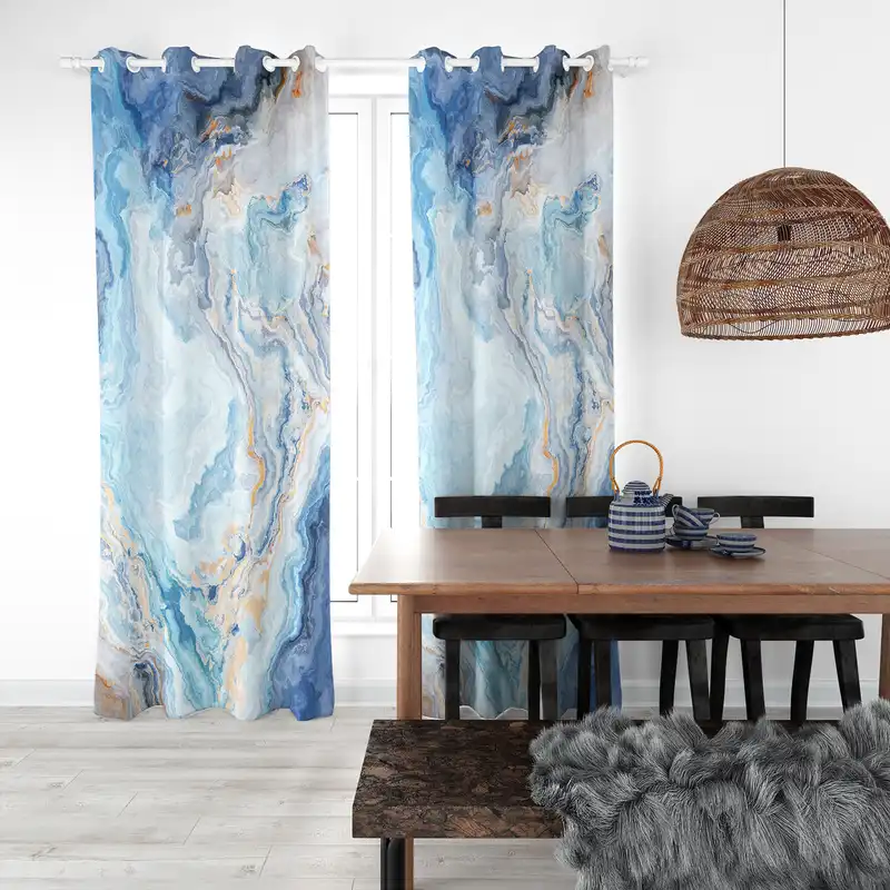 پرده مدل هازان چاپی طرح سنگ مرمر سایز 280x140 سانتی متر