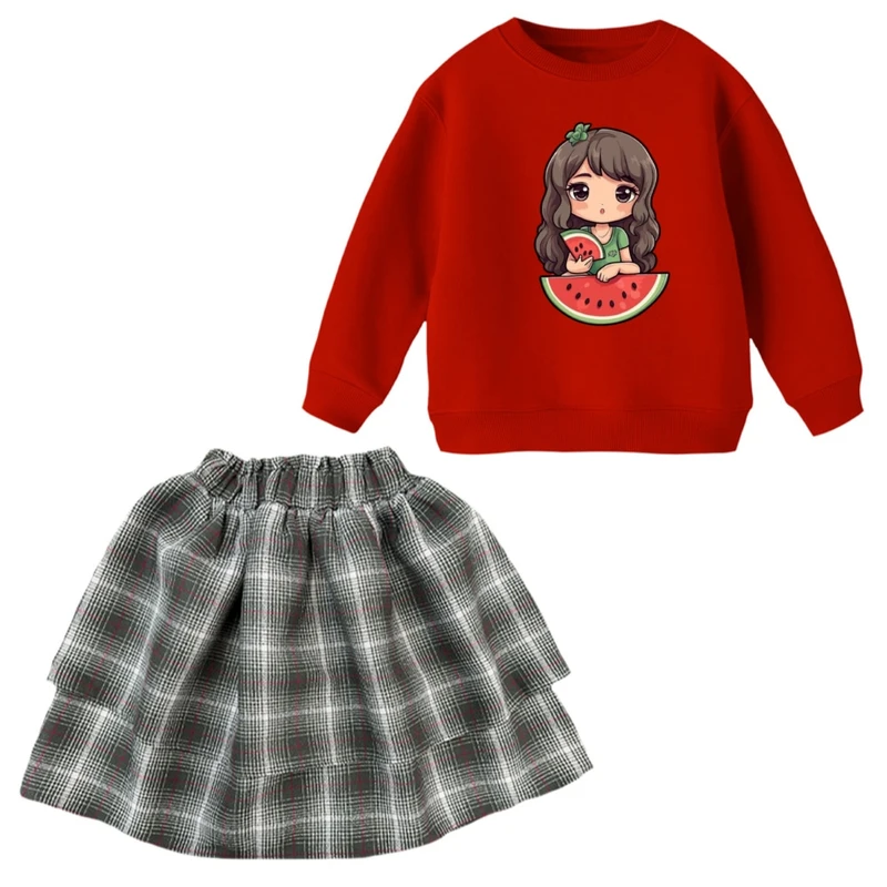 ست سویشرت و دامن دخترانه مدل دخترک یلدایی کد  28