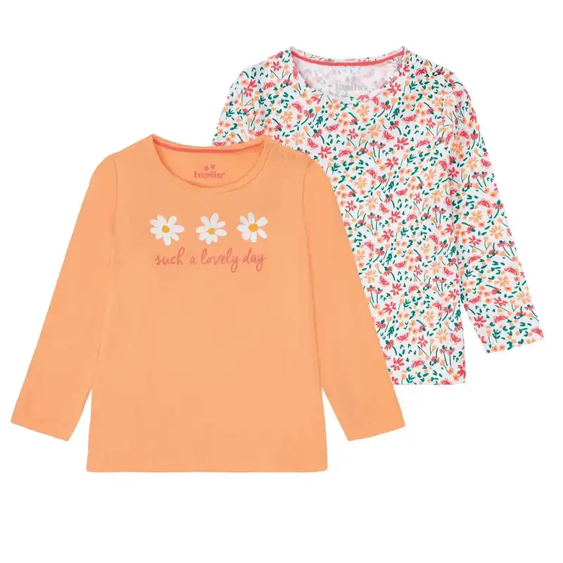 تی شرت آستین بلند دخترانه لوپیلو مدل پنبه ای کد 13004230 مجموعه دو عددی