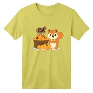 تی شرت آستین کوتاه بچگانه مدل سنجاب کد ۷ رنگ زرد لیمویی