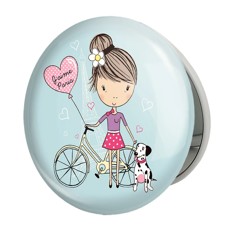 آینه جیبی خندالو طرح دخترونه مدل تاشو کد 6022 