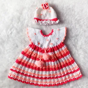 ست پیراهن و کلاه بافت دخترانه کد yt20