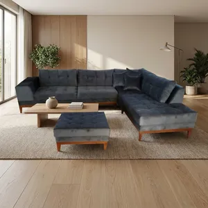 مبل راحتی هفت نفره شاهان دکور مدل لینا طرح ال