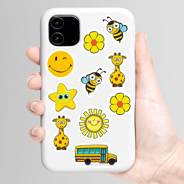 استیکر تزئینی موبایل و تبلت راتیانا مدل yellow01 بسته 10 عددی