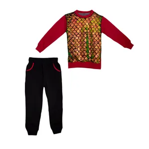 ست سویشرت و شلوار دخترانه مدل پولکی رنگ قرمز