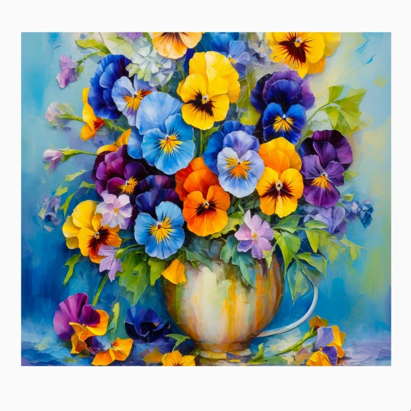 کاغذ دیواری طرح گلدان رنگین مدل دسته گل بنفشه کد K103