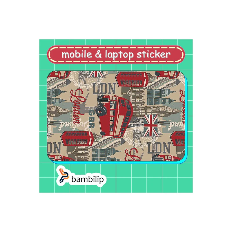 استیکر بامبیلیپ مدل کارت عابر طرح اتوبوس و تلفن لندن کد 4371549