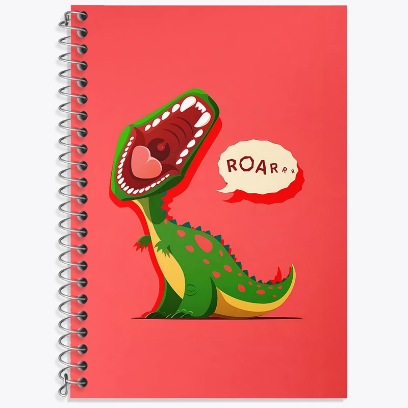 دفتر زبان 50 برگ خندالو مدل دو خط طرح دایناسور کیوت کد N3522