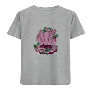 تی شرت آستین کوتاه دخترانه مدل صدف D174