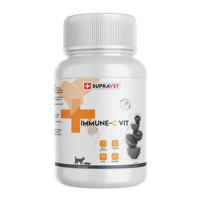 قرص تقویت سیستم ایمنی سگ و گربه سوپراوت مدل Immune-C Vit بسته 75 عددی