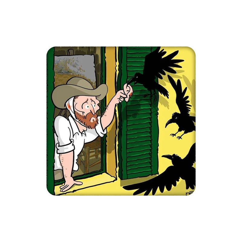 زیرلیوانی طرح گوش ونگوگ و کلاغ ها کد 5559419