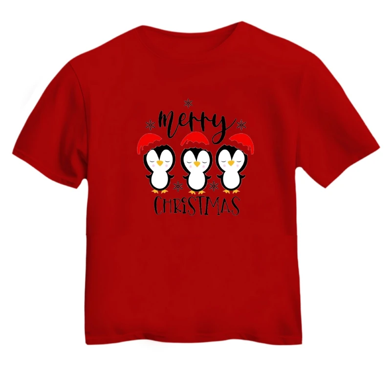 تی شرت آستین کوتاه بچگانه مدل پنگوئن کریسمس کد 8