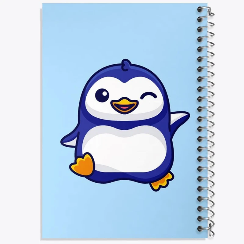 دفتر شطرنجی 50 برگ خندالو طرح حیوانات بامزه پنگوئن کد 28182