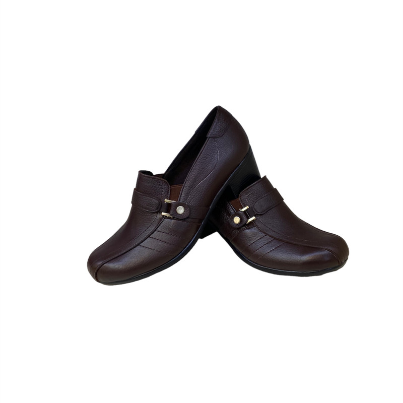 کفش زنانه مدل PZ 24 CHR چرم طبیعی رنگ قهوه ای