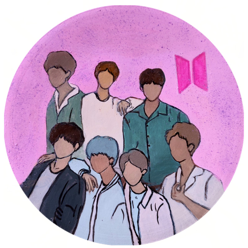 بشقاب دیوارکوب سفالی مدل گروه bts