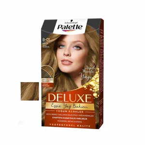  کیت رنگ مو پلت سری DELUX شماره 01-8 حجم 59 میلی لیتر رنگ کاراملی کاپوچینو 