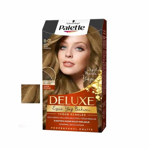 کیت رنگ مو پلت سری DELUX شماره 01-8 حجم 59 میلی لیتر رنگ کاراملی کاپوچینو