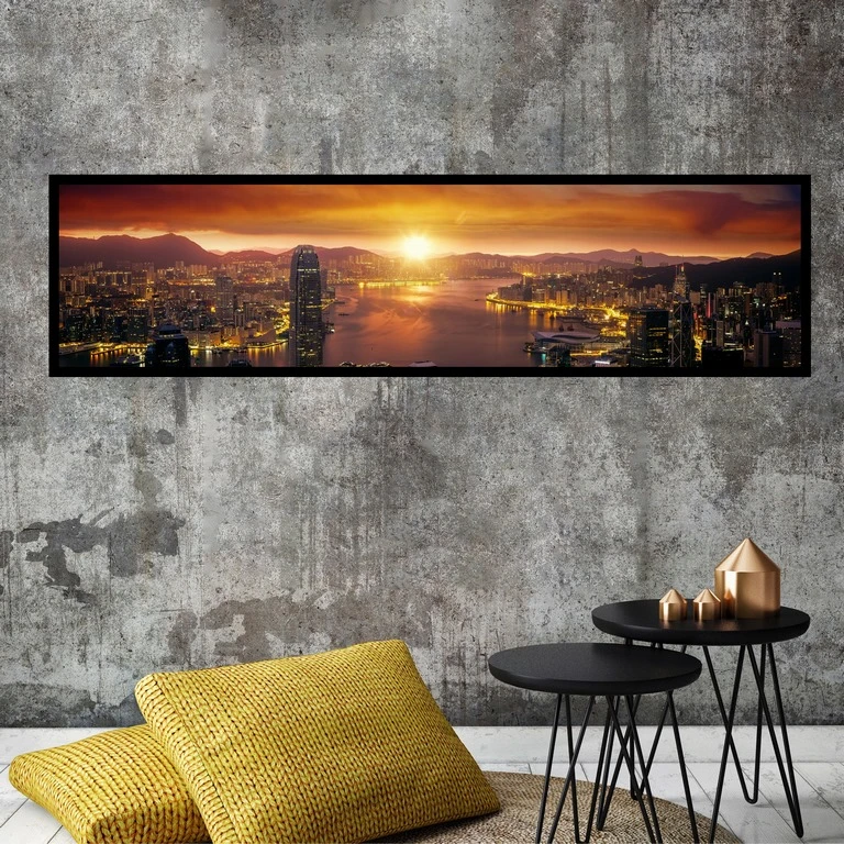 تابلو بکلیت طرح غروب خورشید و منظره شهری مدل کشیده B-7456