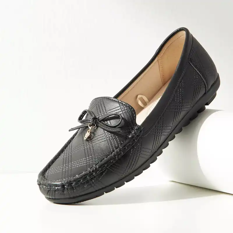 کفش کالج زنانه مکس مدل Perforated Slip-On Loafers with Bow Accent