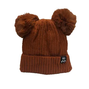 کلاه بافتنی بچگانه مدل دو پوم