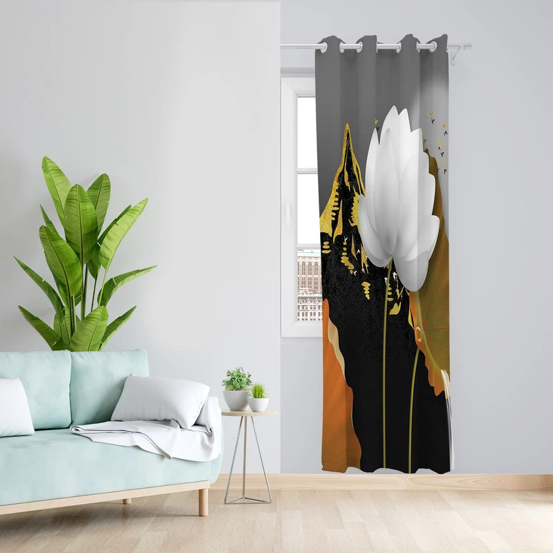 پرده طرح گل مدل مخمل پانچی کد 2581 z سایز 140x200 سانتی متر